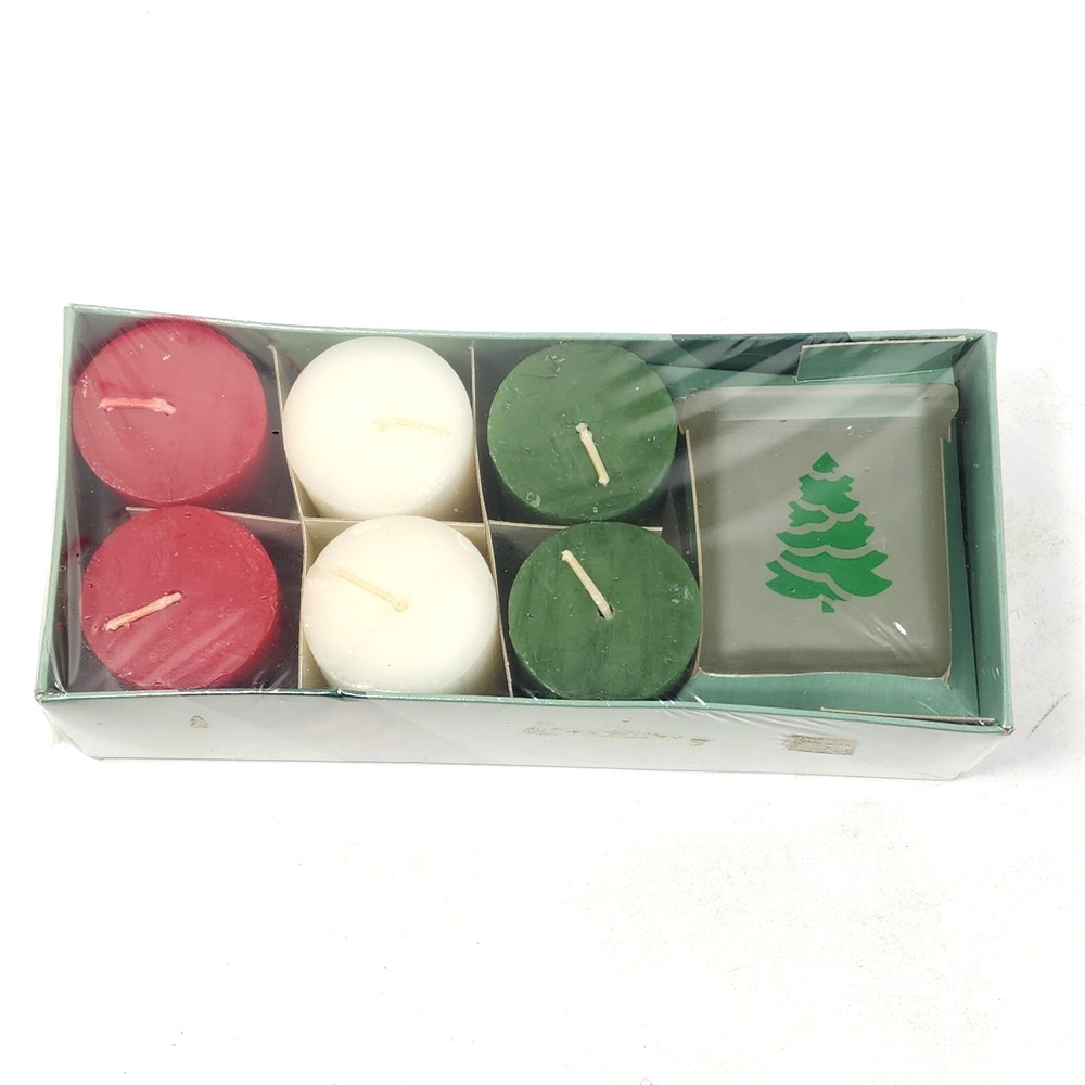 AIRLUME Assorted Votive Candles Set of 6‎ Glass Holder Christmas New Sealed